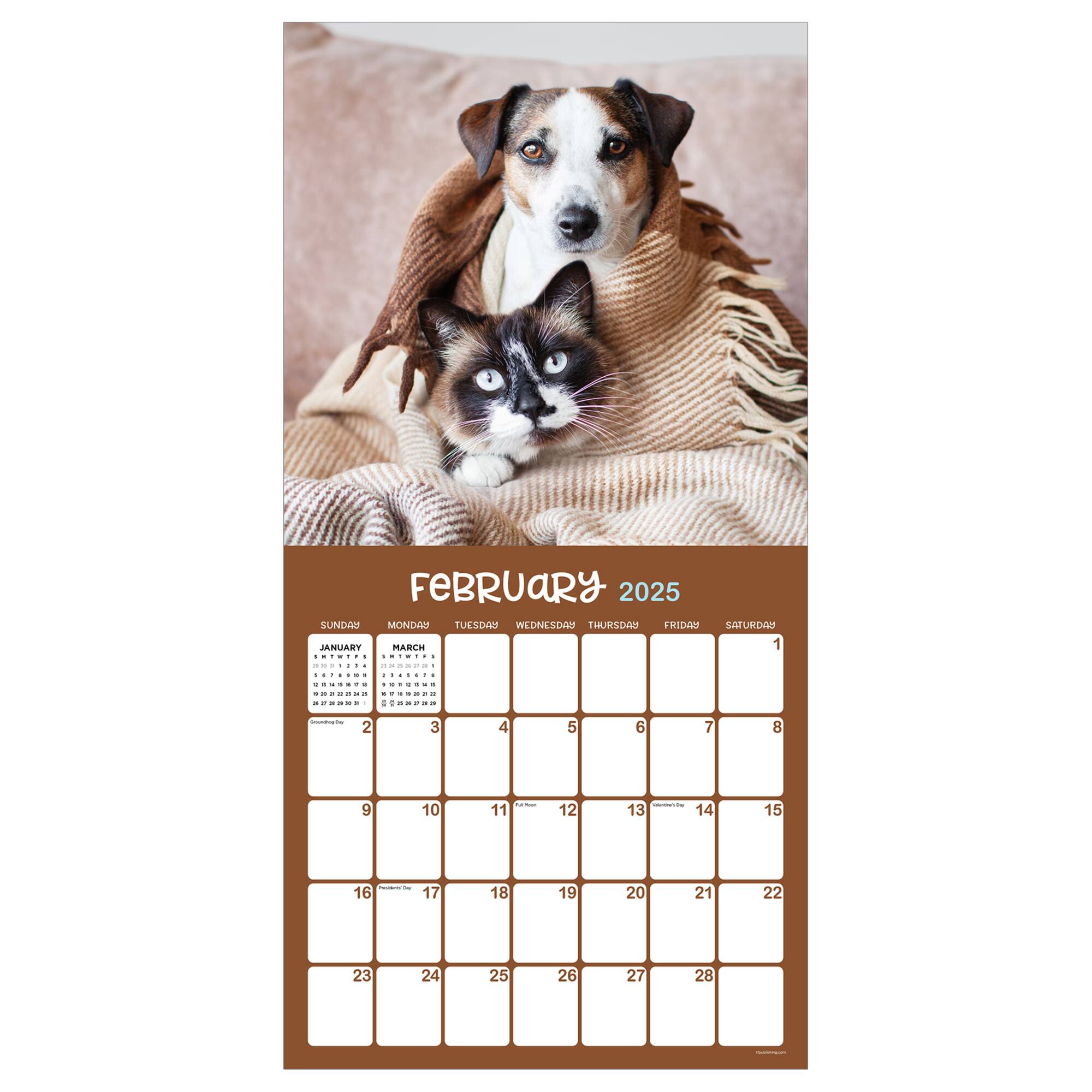 TF Publishing 2025 Furry Friends Wall Calendar
